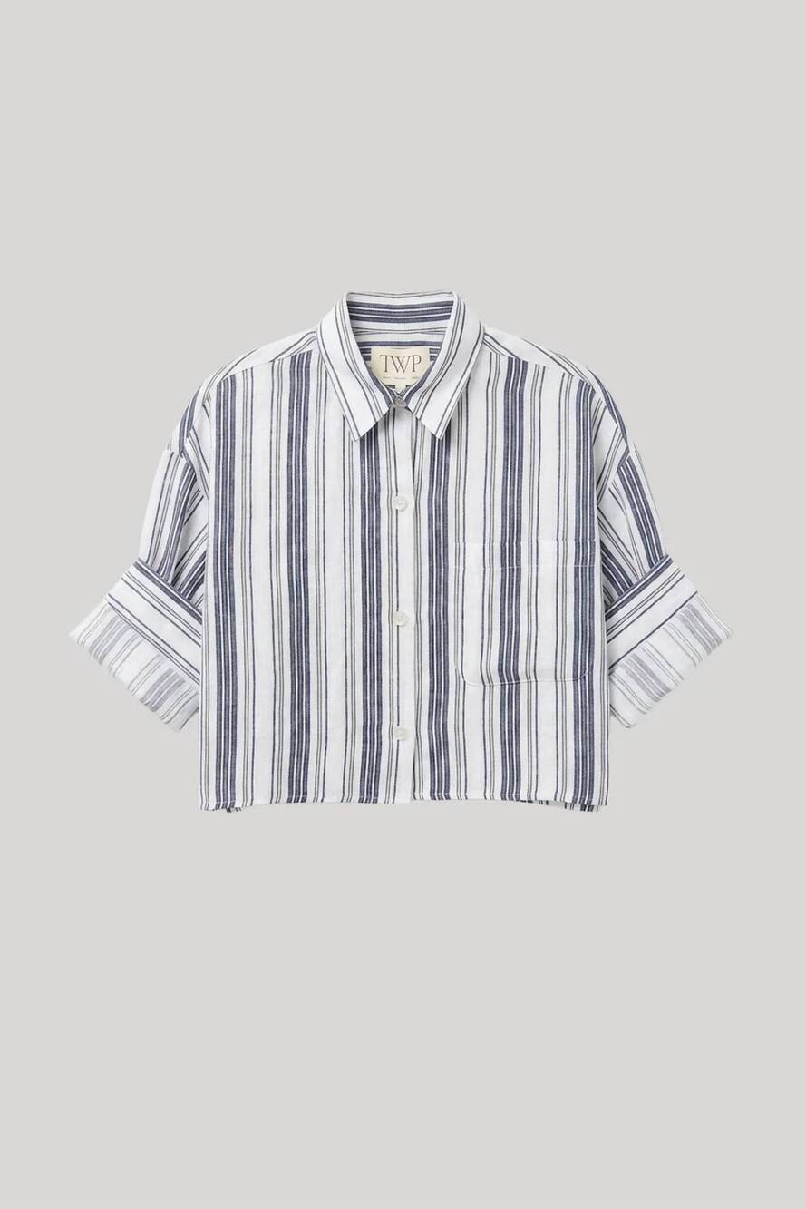 NEW TWP women's next ex shirt in ivory/navy